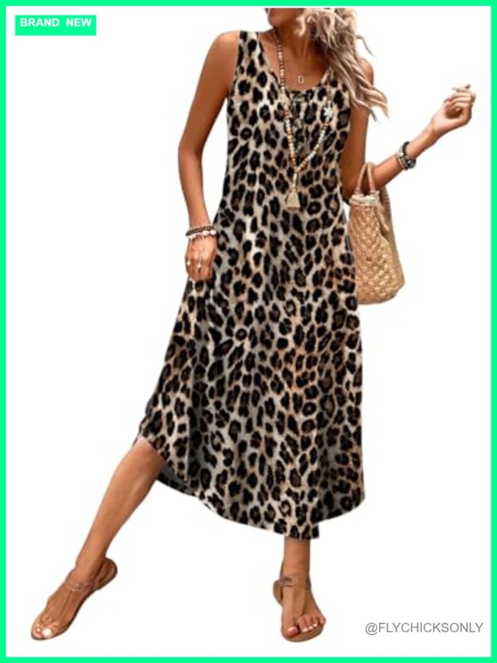 Casual Sleeveless Midi Dress with Pockets for Summer